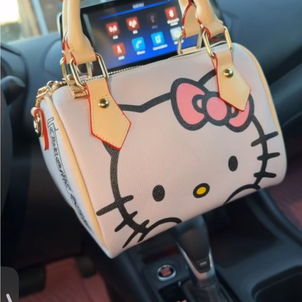 Hello Kitty Cream and Pink Mini Satchel with Gold Hardware